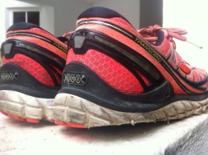 Outer heels have worn-off