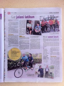 Blind Tandem Cycling in Berita Harian newspaper