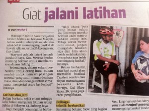 Blind Tandem Cycling in Berita Harian newspaper