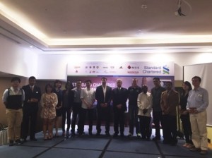 (From left to right): Ms KK Wong of Phiten Malaysia, Mr. Jkumar of Pacific Regency Hotel Group, Ms. Steffi Chuah of Salonpas, Ms. Lim Yee Feng of MSIG Insurance, Ms. Raja Nur Zahirah of Honda Malaysia, Mr. Joe Lim of Powerbar, Mr. David Wong of adidas Malaysia, Mr. James Beatt of Repucom, Mr. Mahendra Gursahani of Standard Chartered Bank Malaysia, Mr. Rainer Biemans of Dirigo Events, Y. Bhg. Datuk S. Vegiyathuman of FTKLAA, Mr. Muhammad Fauzi B. Ahmad of F&N Beverages, Y. Bhg. Dato’ Hj. Noorul Ariffin of MAF, Ms. Asthy Lee of Seiko, and Mr. Loh Pak Chun of Konsortium Lebuhraya Utara – Timur (KL) Sdn. Bhd (DUKE).